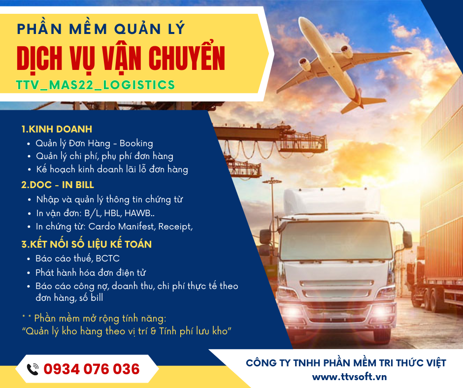 Phần mềm đơn hàng, chi phí và chứng từ vận chuyển